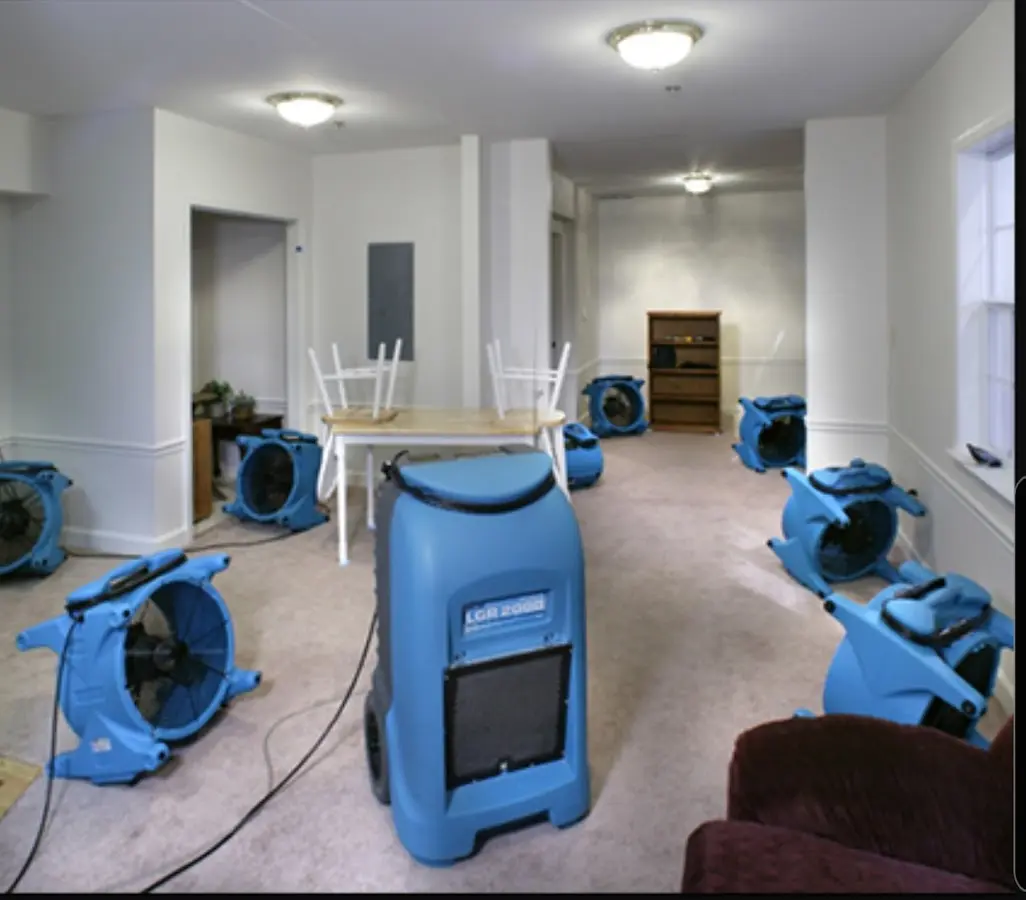 Air movers and dehumidifier setup for Water Extraction & Removal in Lucas