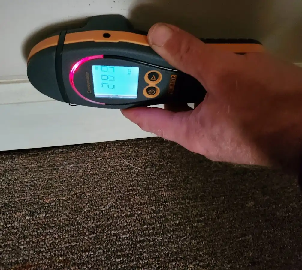 Moisture detection at baseboard during Mold Inspection & Testing in Lucas